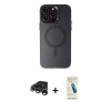 MARSİLYAN™- iPhone 15 Pro Max Kılıf Kozmos Çizgi Prime - Şeffaf Pasifik Cam Ekran Koruyucu + Raze Metal Kamera Lens - GS