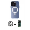 MARSİLYAN™- iPhone 15 Pro Max Kılıf Kozmos Çizgi Prime - Siyah 360 Mat Full Body Arka Koruyucu + PVD Metal Kamera Lens - GS