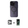 MARSİLYAN™- iPhone 15 Pro Max Kılıf Kozmos Çizgi Prime - Siyah 360 Mat Full Body Arka Koruyucu + PVD Metal Kamera Lens - GS