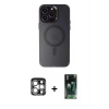 MARSİLYAN™- iPhone 15 Pro Max Kılıf Kozmos Çizgi Prime - Siyah 360 Mat Full Body Arka Koruyucu + PVD Metal Kamera Lens - GS
