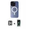 MARSİLYAN™- iPhone 15 Pro Max Kılıf Kozmos Çizgi Prime - Siyah 360 Mat Full Body Arka Koruyucu + PVD Metal Kamera Lens - LT