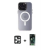 MARSİLYAN™- iPhone 15 Pro Max Kılıf Kozmos Çizgi Prime - Siyah 360 Mat Full Body Arka Koruyucu + PVD Metal Kamera Lens - LT