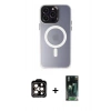 MARSİLYAN™- iPhone 15 Pro Max Kılıf Kozmos Çizgi Prime - Siyah 360 Mat Full Body Arka Koruyucu + Turuncu PVD Metal Kamera Lens