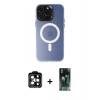 MARSİLYAN™- iPhone 15 Pro Max Kılıf Kozmos Çizgi Prime - Siyah 360 Mat Full Body Arka Koruyucu + Turuncu PVD Metal Kamera Lens