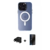 MARSİLYAN™- iPhone 15 Pro Max Kılıf Kozmos Çizgi Prime - Siyah 3D Antistatik Hayalet Cam Ekran Koruyucu + Raze Metal Kamera Lens - SH