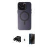 MARSİLYAN™- iPhone 15 Pro Max Kılıf Kozmos Çizgi Prime - Siyah 3D Antistatik Hayalet Cam Ekran Koruyucu + Raze Metal Kamera Lens - SH