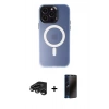 MARSİLYAN™- iPhone 15 Pro Max Kılıf Kozmos Çizgi Prime - Siyah 3D Antistatik Hayalet Cam Ekran Koruyucu + Titanyum Gri Raze Metal Kamera Lens