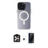 MARSİLYAN™- iPhone 15 Pro Max Kılıf Kozmos Çizgi Prime - Siyah 3D Antistatik Hayalet Cam Ekran Koruyucu + PVD Metal Kamera Lens - TU