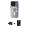 MARSİLYAN™- iPhone 15 Pro Max Kılıf Kozmos Çizgi Prime - Siyah 3D Antistatik Hayalet Cam Ekran Koruyucu + Titanyum Gri Raze Metal Kamera Lens