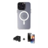 MARSİLYAN™- iPhone 15 Pro Max Kılıf Kozmos Çizgi Prime - Siyah 3D Antistatik Mat Seramik Nano Ekran Koruyucu + Raze Metal Kamera Lens - TMGI