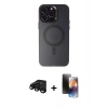 MARSİLYAN™- iPhone 15 Pro Max Kılıf Kozmos Çizgi Prime - Siyah 3D Antistatik Mat Seramik Nano Ekran Koruyucu + Raze Metal Kamera Lens - SH