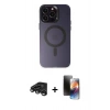 MARSİLYAN™- iPhone 15 Pro Max Kılıf Kozmos Çizgi Prime - Siyah 3D Antistatik Mat Seramik Nano Ekran Koruyucu + Raze Metal Kamera Lens - TMGI