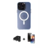 MARSİLYAN™- iPhone 15 Pro Max Kılıf Kozmos Çizgi Prime - Siyah 3D Antistatik Mat Seramik Nano Ekran Koruyucu + Raze Metal Kamera Lens - TMGI