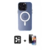 MARSİLYAN™- iPhone 15 Pro Max Kılıf Kozmos Çizgi Prime - Siyah 3D Antistatik Mat Seramik Nano Ekran Koruyucu + PVD Metal Kamera Lens - SH
