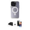 MARSİLYAN™- iPhone 15 Pro Max Kılıf Kozmos Çizgi Prime - Siyah 3D Antistatik Mat Seramik Nano Ekran Koruyucu + Raze Metal Kamera Lens - SH