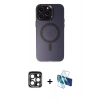 MARSİLYAN™- iPhone 15 Pro Max Kılıf Kozmos Çizgi Prime - Siyah 3D Antistatik Seramik Nano Ekran Koruyucu + PVD Metal Kamera Lens - LT