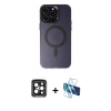MARSİLYAN™- iPhone 15 Pro Max Kılıf Kozmos Çizgi Prime - Siyah 3D Antistatik Seramik Nano Ekran Koruyucu + PVD Metal Kamera Lens - SH