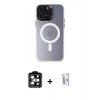MARSİLYAN™- iPhone 15 Pro Max Kılıf Kozmos Çizgi Prime - Siyah Bilvis 0.18mm Plus Cam Ekran Koruyucu + PVD Metal Kamera Lens - TU