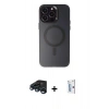 MARSİLYAN™- iPhone 15 Pro Max Kılıf Kozmos Çizgi Prime - Siyah Bilvis 0.18mm Plus Cam Ekran Koruyucu + Raze Metal Kamera Lens - LT