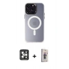 MARSİLYAN™- iPhone 15 Pro Max Kılıf Kozmos Çizgi Prime - Siyah Bilvis 3D Cam Ekran Koruyucu + PVD Metal Kamera Lens - GI