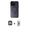 MARSİLYAN™- iPhone 15 Pro Max Kılıf Kozmos Çizgi Prime - Siyah Bilvis 3D Cam Ekran Koruyucu + PVD Metal Kamera Lens - GI