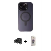MARSİLYAN™- iPhone 15 Pro Max Kılıf Kozmos Çizgi Prime - Siyah Bilvis 3D Cam Ekran Koruyucu + Raze Metal Kamera Lens - TMGI
