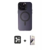MARSİLYAN™- iPhone 15 Pro Max Kılıf Kozmos Çizgi Prime - Siyah Bilvis 3D Mat Cam Ekran Koruyucu + PVD Metal Kamera Lens - GI