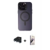 MARSİLYAN™- iPhone 15 Pro Max Kılıf Kozmos Çizgi Prime - Siyah Bilvis 3D Mat Cam Ekran Koruyucu + Raze Metal Kamera Lens - LT