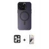 MARSİLYAN™- iPhone 15 Pro Max Kılıf Kozmos Çizgi Prime - Siyah Bilvis 3D Mat Cam Ekran Koruyucu + PVD Metal Kamera Lens - LT