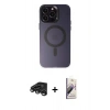MARSİLYAN™- iPhone 15 Pro Max Kılıf Kozmos Çizgi Prime - Siyah Bilvis 3D Mat Cam Ekran Koruyucu + Raze Metal Kamera Lens - TMGI