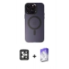MARSİLYAN™- iPhone 15 Pro Max Kılıf Kozmos Çizgi Prime - Siyah Bilvis 5in1 3D Magic Cam Ekran Koruyucu + PVD Metal Kamera Lens - GI