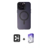 MARSİLYAN™- iPhone 15 Pro Max Kılıf Kozmos Çizgi Prime - Siyah Bilvis 5in1 3D Magic Cam Ekran Koruyucu + PVD Metal Kamera Lens - SH