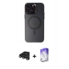 MARSİLYAN™- iPhone 15 Pro Max Kılıf Kozmos Çizgi Prime - Siyah Bilvis 5in1 3D Magic Cam Ekran Koruyucu + Raze Metal Kamera Lens - TMGI