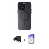 MARSİLYAN™- iPhone 15 Pro Max Kılıf Kozmos Çizgi Prime - Siyah Bilvis 5in1 3D Magic Cam Ekran Koruyucu + Raze Metal Kamera Lens - LT