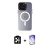 MARSİLYAN™- iPhone 15 Pro Max Kılıf Kozmos Çizgi Prime - Siyah Bilvis 5in1 3D Magic Cam Ekran Koruyucu + PVD Metal Kamera Lens - TU