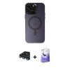 MARSİLYAN™- iPhone 15 Pro Max Kılıf Kozmos Çizgi Prime - Siyah Bilvis 5in1 5D Magic Hayalet Cam Ekran Koruyucu + Raze Metal Kamera Lens - LT
