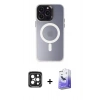 MARSİLYAN™- iPhone 15 Pro Max Kılıf Kozmos Çizgi Prime - Siyah Bilvis 5in1 5D Magic Hayalet Cam Ekran Koruyucu + PVD Metal Kamera Lens - SH
