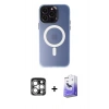 MARSİLYAN™- iPhone 15 Pro Max Kılıf Kozmos Çizgi Prime - Siyah Bilvis 5in1 5D Magic Hayalet Cam Ekran Koruyucu + PVD Metal Kamera Lens - GS