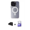 MARSİLYAN™- iPhone 15 Pro Max Kılıf Kozmos Çizgi Prime - Siyah Bilvis 5in1 5D Magic Hayalet Cam Ekran Koruyucu + Raze Metal Kamera Lens - SH