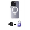 MARSİLYAN™- iPhone 15 Pro Max Kılıf Kozmos Çizgi Prime - Siyah Bilvis 5in1 5D Magic Hayalet Cam Ekran Koruyucu + Titanyum Gri Raze Metal Kamera Lens