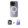 MARSİLYAN™- iPhone 15 Pro Max Kılıf Kozmos Çizgi Prime - Siyah Bilvis 5in1 5D Magic Hayalet Cam Ekran Koruyucu + PVD Metal Kamera Lens - TU