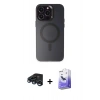 MARSİLYAN™- iPhone 15 Pro Max Kılıf Kozmos Çizgi Prime - Siyah Bilvis 5in1 5D Magic Hayalet Cam Ekran Koruyucu + Raze Metal Kamera Lens - LT