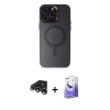MARSİLYAN™- iPhone 15 Pro Max Kılıf Kozmos Çizgi Prime - Siyah Bilvis 5in1 5D Magic Hayalet Cam Ekran Koruyucu + Raze Metal Kamera Lens - GS