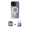 MARSİLYAN™- iPhone 15 Pro Max Kılıf Kozmos Çizgi Prime - Siyah Bilvis 5in1 5D Magic Hayalet Cam Ekran Koruyucu + PVD Metal Kamera Lens - GS