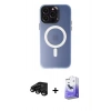 MARSİLYAN™- iPhone 15 Pro Max Kılıf Kozmos Çizgi Prime - Siyah Bilvis 5in1 5D Magic Hayalet Cam Ekran Koruyucu + Raze Metal Kamera Lens - SH