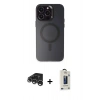 MARSİLYAN™- iPhone 15 Pro Max Kılıf Kozmos Çizgi Prime - Siyah Bilvis Hayalet Cam Ekran Koruyucu + Raze Metal Kamera Lens - GS