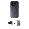 MARSİLYAN™- iPhone 15 Pro Max Kılıf Kozmos Çizgi Prime - Siyah Bilvis Hayalet Cam Ekran Koruyucu + Raze Metal Kamera Lens - LT