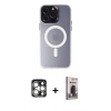 MARSİLYAN™- iPhone 15 Pro Max Kılıf Kozmos Çizgi Prime - Siyah Bilvis Hayalet Cam Ekran Koruyucu + PVD Metal Kamera Lens - GS