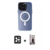 MARSİLYAN™- iPhone 15 Pro Max Kılıf Kozmos Çizgi Prime - Siyah Bilvis Hayalet Cam Ekran Koruyucu + PVD Metal Kamera Lens - SH
