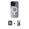 MARSİLYAN™- iPhone 15 Pro Max Kılıf Kozmos Çizgi Prime - Siyah Bilvis Hayalet Cam Ekran Koruyucu + PVD Metal Kamera Lens - SH